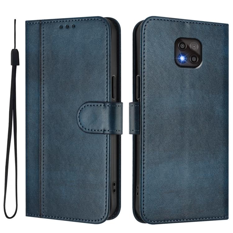 For Motorola Moto G Power 2021 Line Splicing Buckle Retro Leather Phone Case