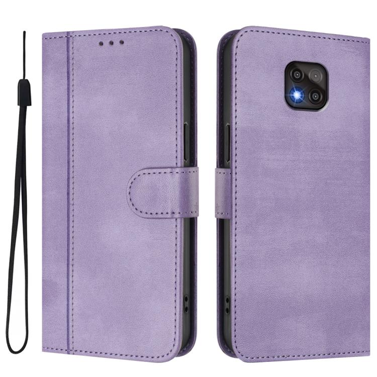 For Motorola Moto G Power 2021 Line Splicing Buckle Retro Leather Phone Case