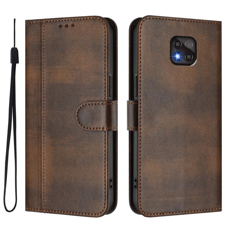 For Motorola Moto G Power 2021 Line Splicing Buckle Retro Leather Phone Case