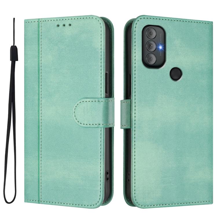 For Motorola Moto G Power 2022 Line Splicing Buckle Retro Leather Phone Case