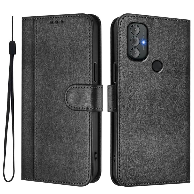 For Motorola Moto G Power 2022 Line Splicing Buckle Retro Leather Phone Case
