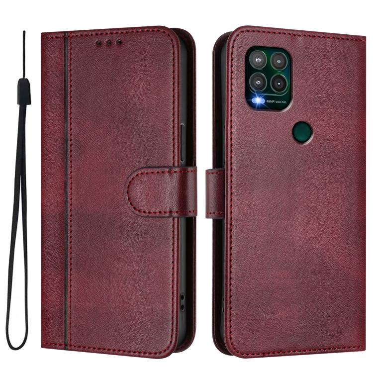 For Motorola Moto G Stylus 5G 2021 Line Splicing Buckle Retro Leather Phone Case
