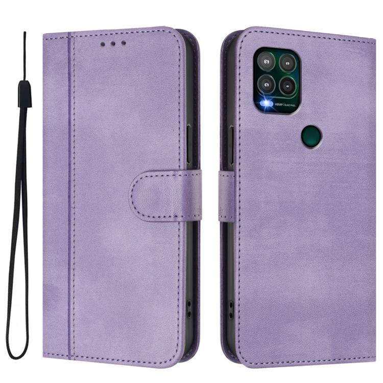 For Motorola Moto G Stylus 5G 2021 Line Splicing Buckle Retro Leather Phone Case