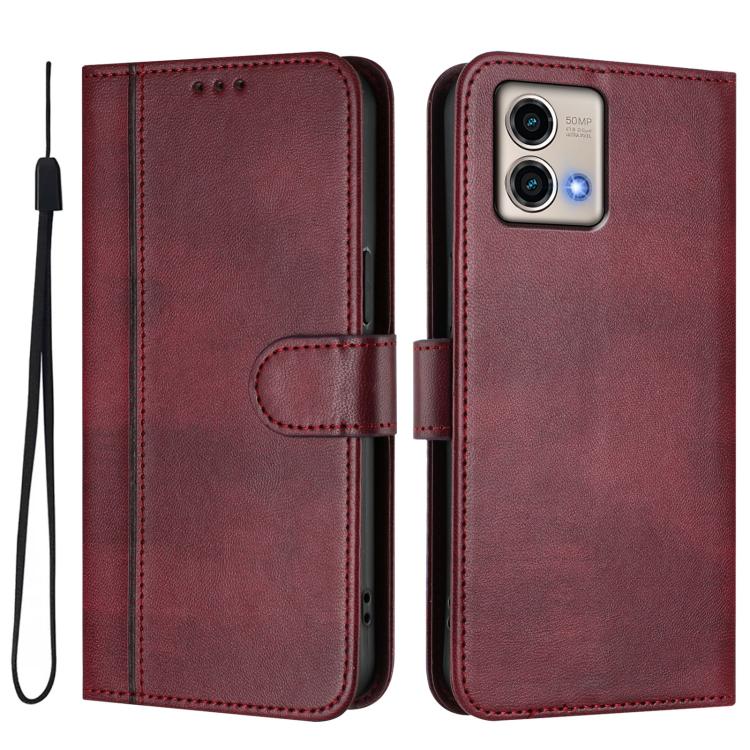 For Motorola Moto G Stylus 5G 2023 Line Splicing Buckle Retro Leather Phone Case