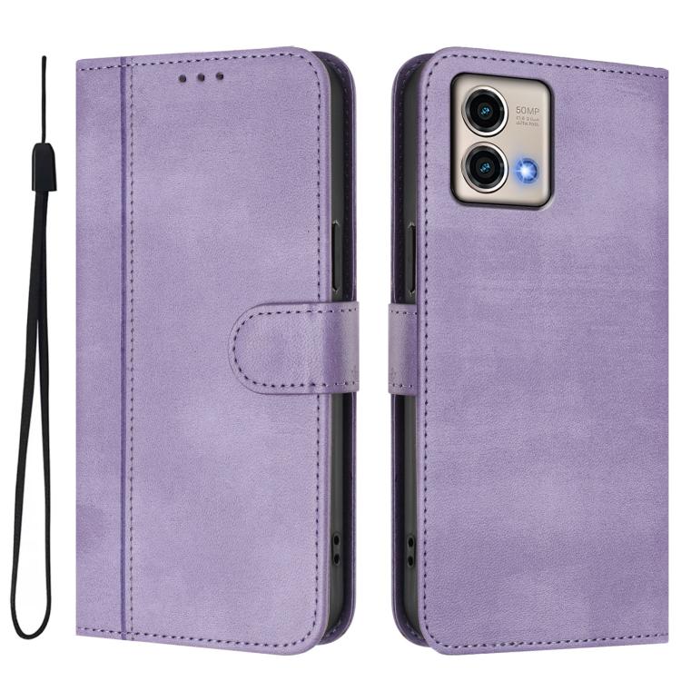 For Motorola Moto G Stylus 5G 2023 Line Splicing Buckle Retro Leather Phone Case