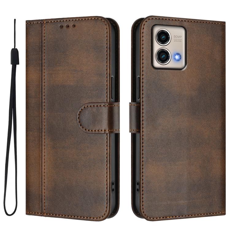 For Motorola Moto G Stylus 5G 2023 Line Splicing Buckle Retro Leather Phone Case