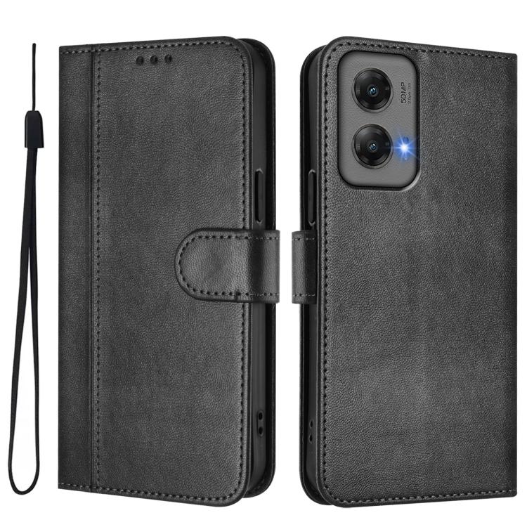 For Motorola Moto G Stylus 5G 2024 Line Splicing Buckle Retro Leather Phone Case