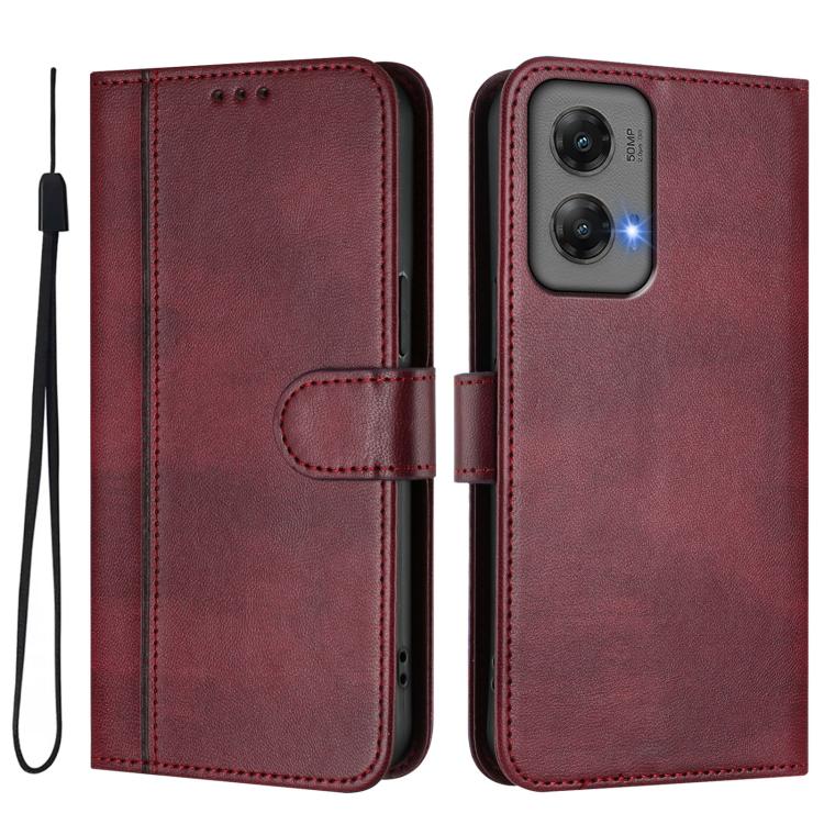 For Motorola Moto G Stylus 5G 2024 Line Splicing Buckle Retro Leather Phone Case