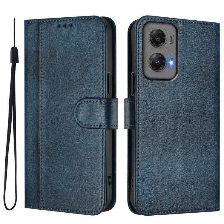 For Motorola Moto G Stylus 5G 2024 Line Splicing Buckle Retro Leather Phone Case