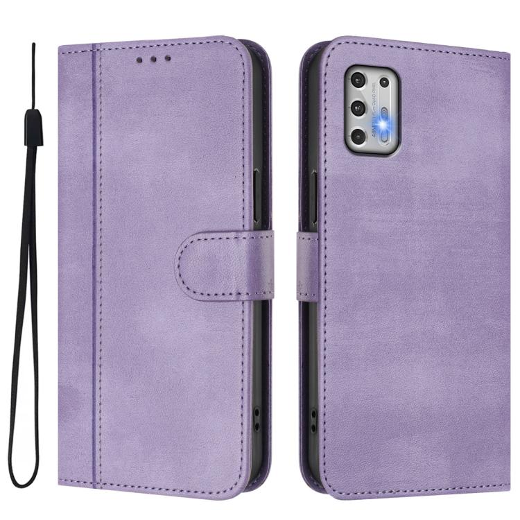 For Motorola Moto G Stylus 4G 2021 Line Splicing Buckle Retro Leather Phone Case