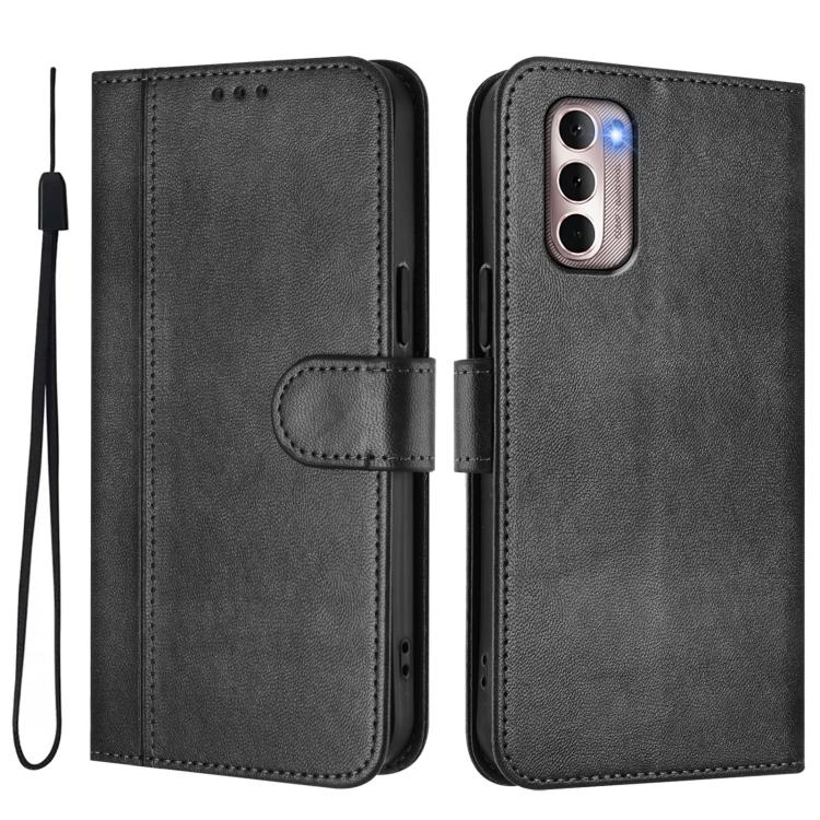 For Motorola Moto G Stylus 4G 2022 Line Splicing Buckle Retro Leather Phone Case