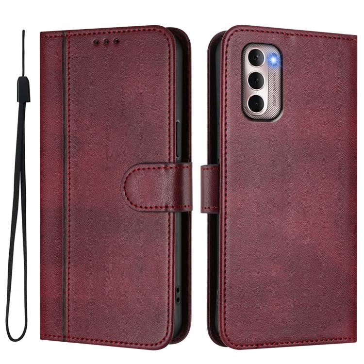 For Motorola Moto G Stylus 4G 2022 Line Splicing Buckle Retro Leather Phone Case