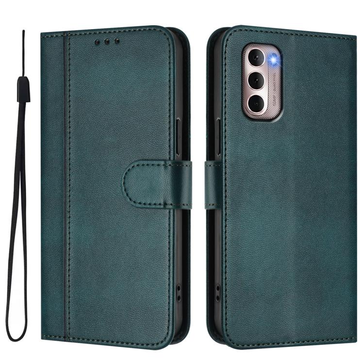For Motorola Moto G Stylus 4G 2022 Line Splicing Buckle Retro Leather Phone Case