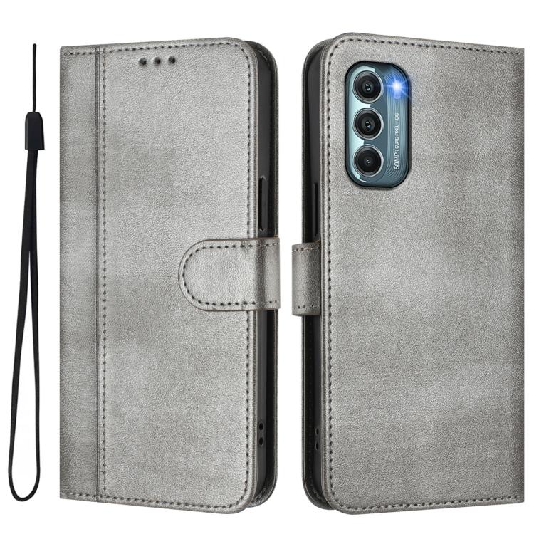 For Motorola Moto G Stylus 5G 2022 Line Splicing Buckle Retro Leather Phone Case