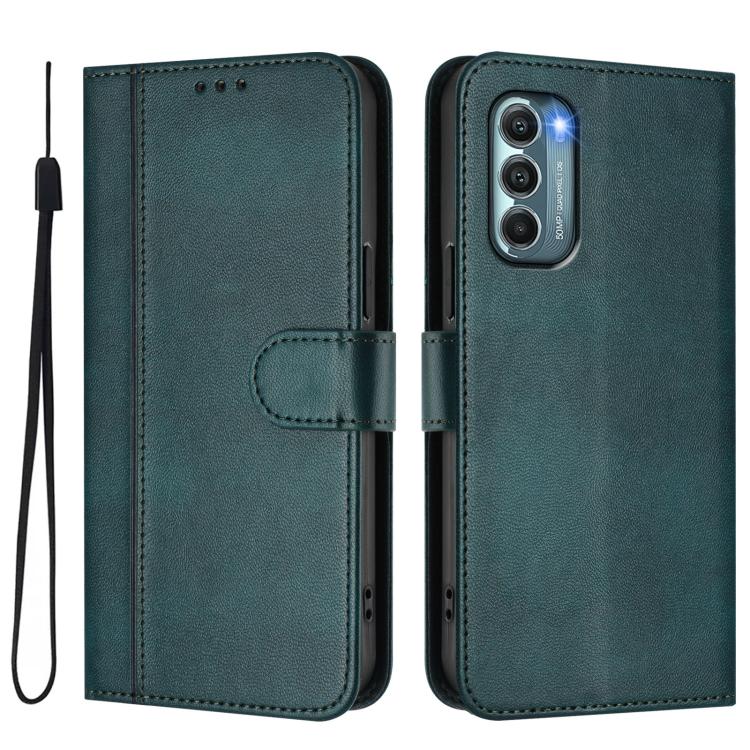 For Motorola Moto G Stylus 5G 2022 Line Splicing Buckle Retro Leather Phone Case