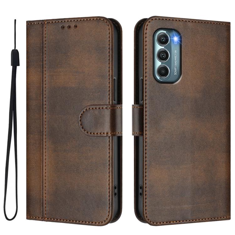 For Motorola Moto G Stylus 5G 2022 Line Splicing Buckle Retro Leather Phone Case