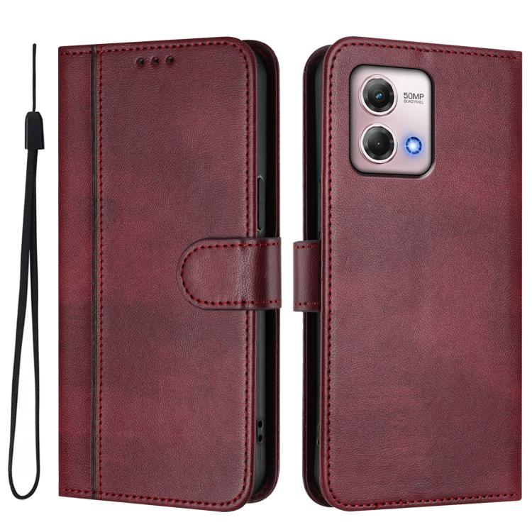 For Motorola Moto G Stylus 4G 2023 Line Splicing Buckle Retro Leather Phone Case