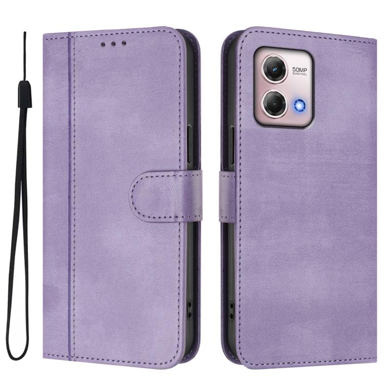 For Motorola Moto G Stylus 4G 2023 Line Splicing Buckle Retro Leather Phone Case