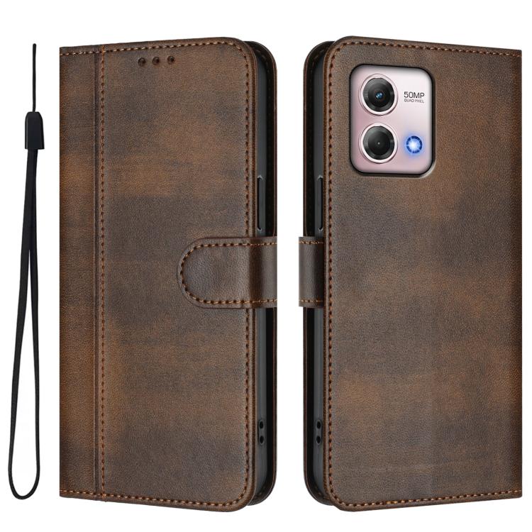 For Motorola Moto G Stylus 4G 2023 Line Splicing Buckle Retro Leather Phone Case