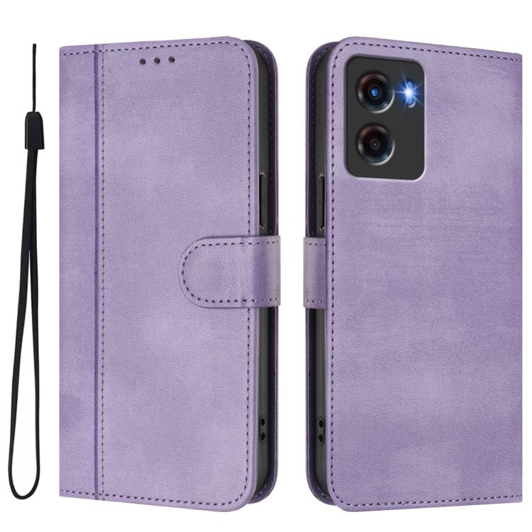 For Motorola Moto G05 / E15 Line Splicing Buckle Retro Leather Phone Case