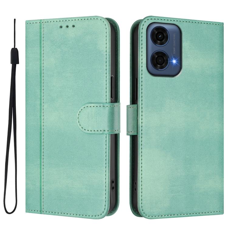 For Motorola Moto G24 Power 4G India Line Splicing Buckle Retro Leather Phone Case