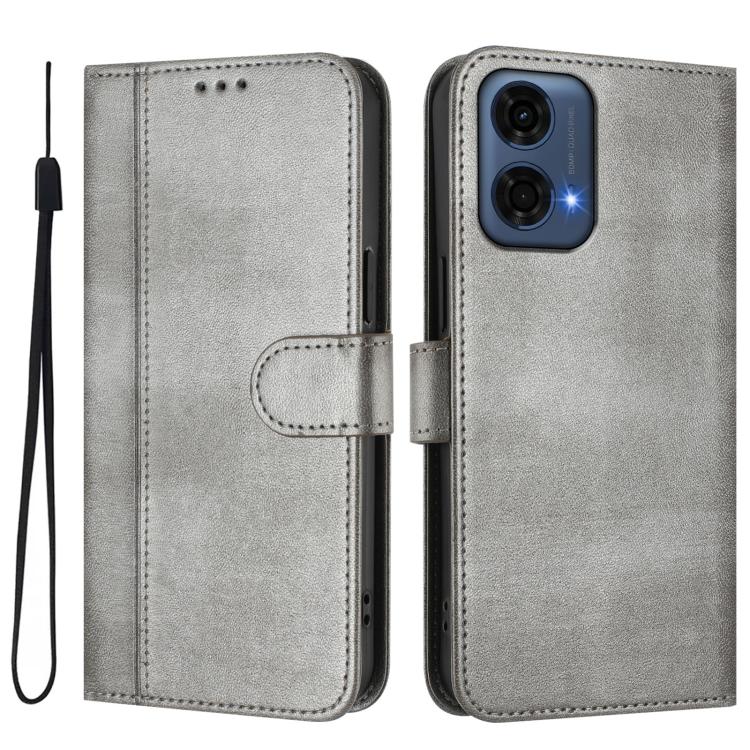 For Motorola Moto G24 Power 4G India Line Splicing Buckle Retro Leather Phone Case