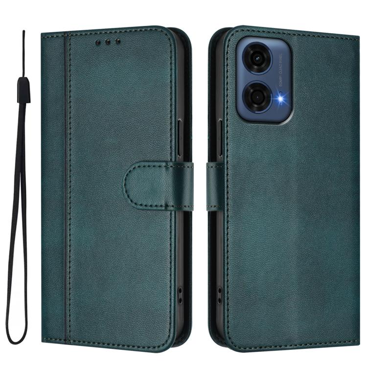 For Motorola Moto G24 Power 4G India Line Splicing Buckle Retro Leather Phone Case