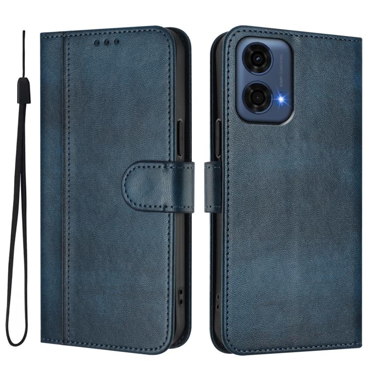 For Motorola Moto G24 Power 4G India Line Splicing Buckle Retro Leather Phone Case