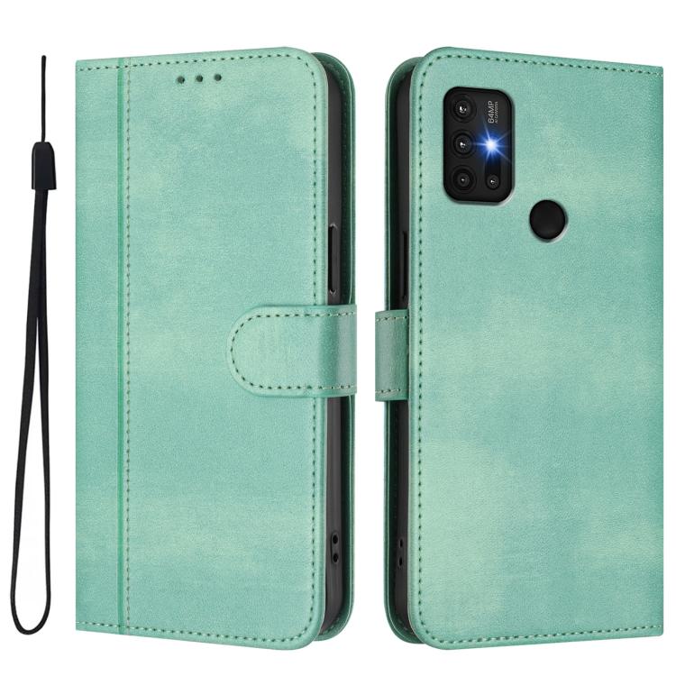 For Motorola Moto G30 / G20 / G10 Line Splicing Buckle Retro Leather Phone Case