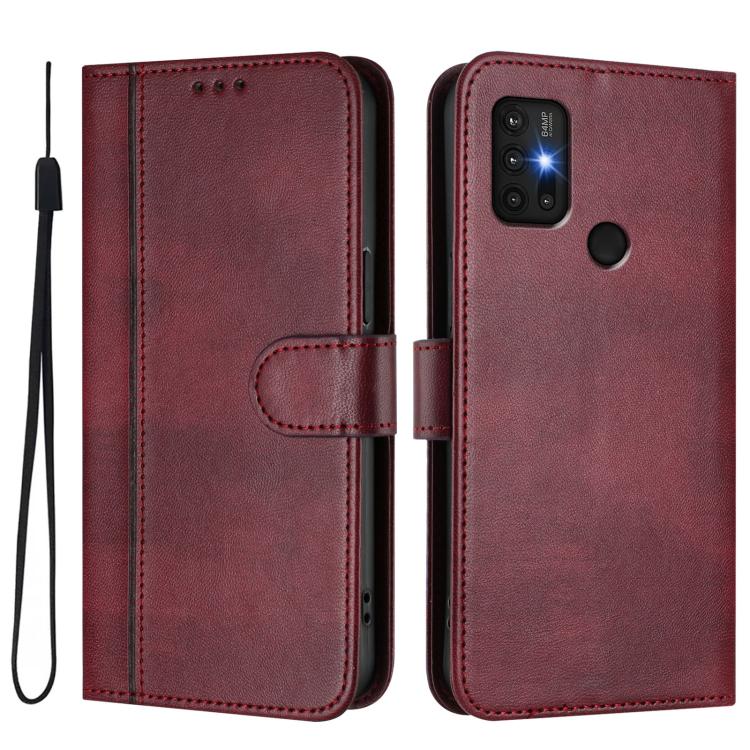 For Motorola Moto G30 / G20 / G10 Line Splicing Buckle Retro Leather Phone Case