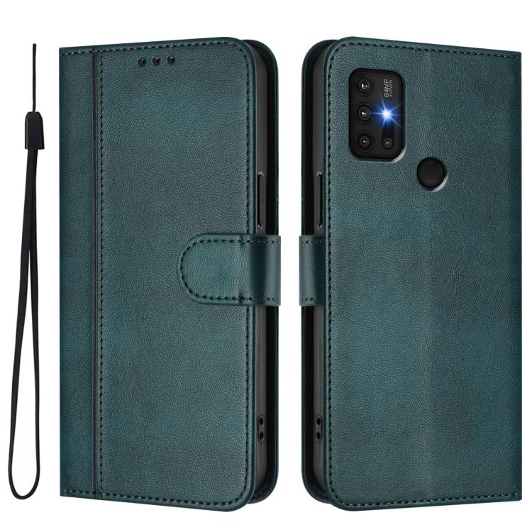 For Motorola Moto G30 / G20 / G10 Line Splicing Buckle Retro Leather Phone Case