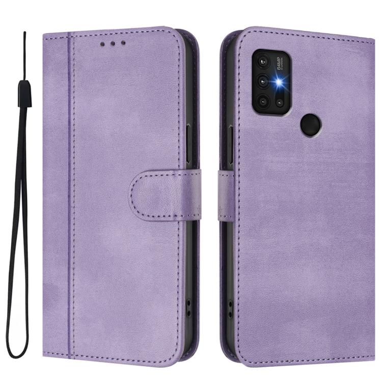 For Motorola Moto G30 / G20 / G10 Line Splicing Buckle Retro Leather Phone Case