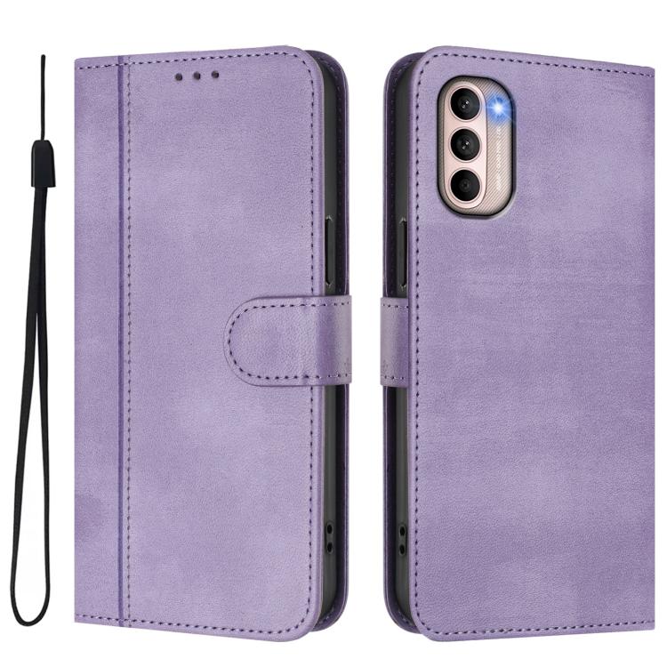 For Motorola Moto G31 4G Global / G41 4G Line Splicing Buckle Retro Leather Phone Case
