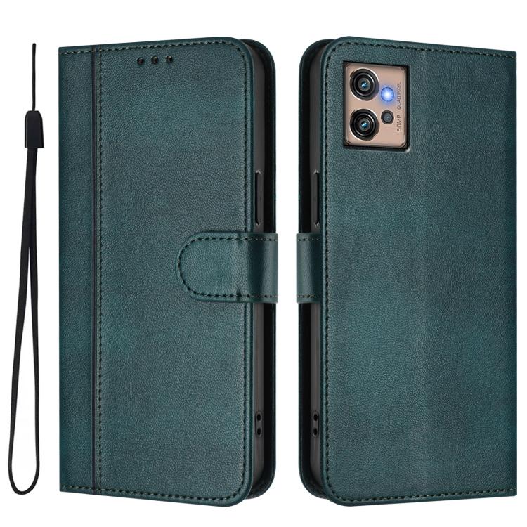 For Motorola Moto G32 Line Splicing Buckle Retro Leather Phone Case