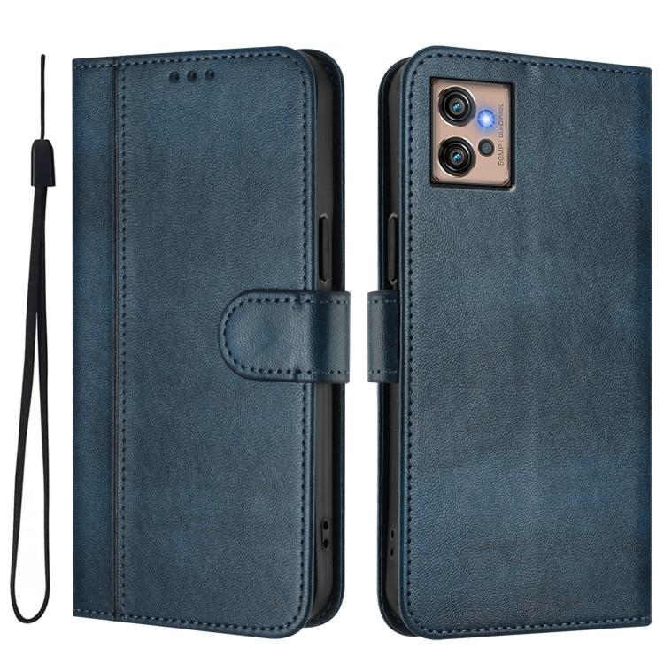 For Motorola Moto G32 Line Splicing Buckle Retro Leather Phone Case