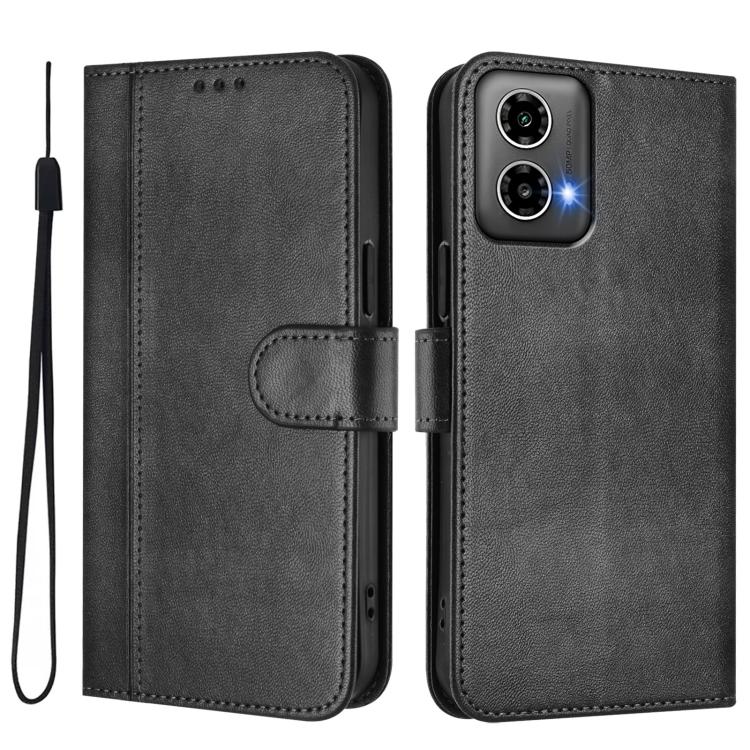 For Motorola Moto G34 5G / G45 5G Line Splicing Buckle Retro Leather Phone Case