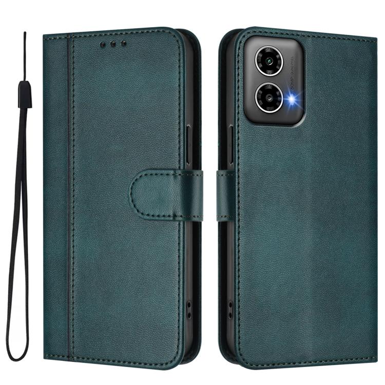 For Motorola Moto G34 5G / G45 5G Line Splicing Buckle Retro Leather Phone Case