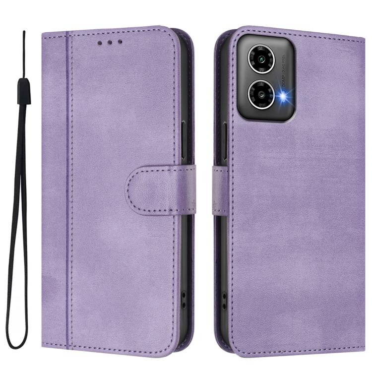 For Motorola Moto G34 5G / G45 5G Line Splicing Buckle Retro Leather Phone Case