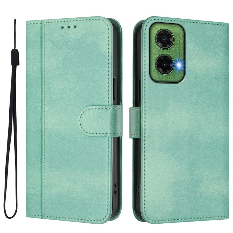 For Motorola Moto G35 5G Line Splicing Buckle Retro Leather Phone Case