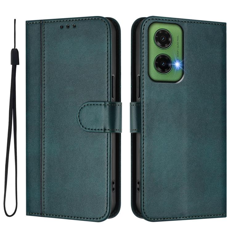 For Motorola Moto G35 5G Line Splicing Buckle Retro Leather Phone Case