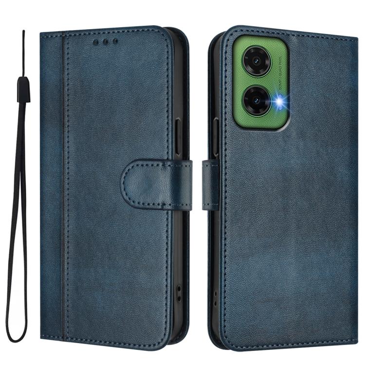 For Motorola Moto G35 5G Line Splicing Buckle Retro Leather Phone Case