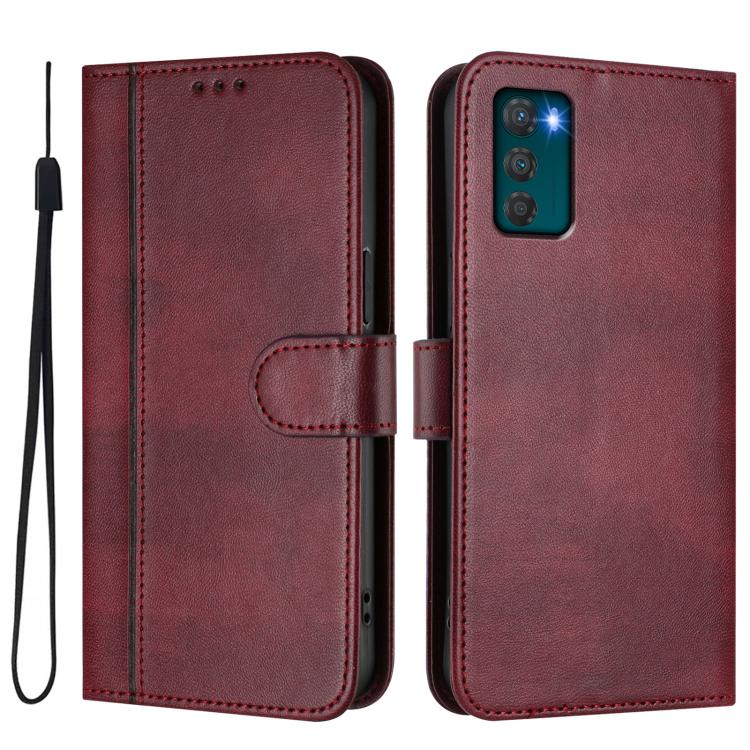 For Motorola Moto G42 4G Line Splicing Buckle Retro Leather Phone Case