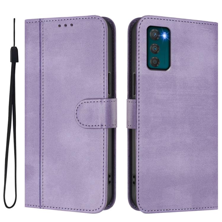 For Motorola Moto G42 4G Line Splicing Buckle Retro Leather Phone Case