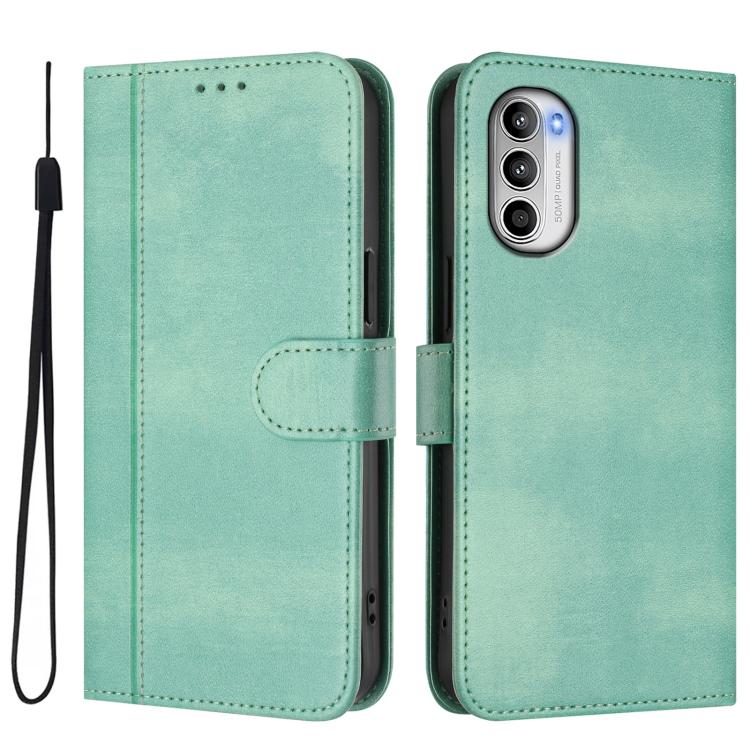 For Motorola Moto G52 4G / G82 5G / G71s Line Splicing Buckle Retro Leather Phone Case
