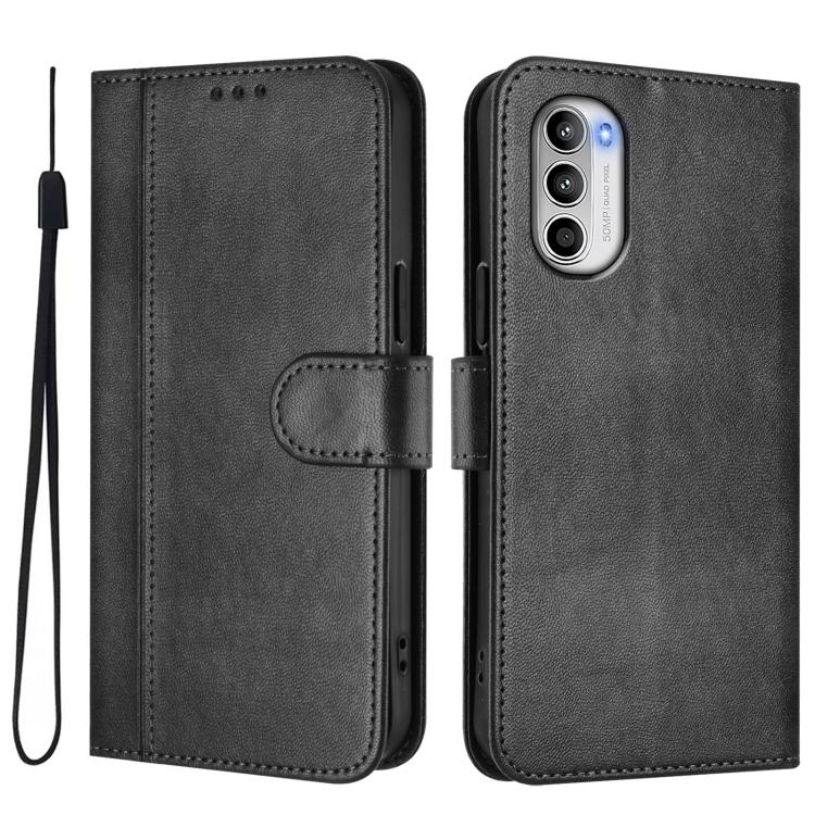 For Motorola Moto G52 4G / G82 5G / G71s Line Splicing Buckle Retro Leather Phone Case