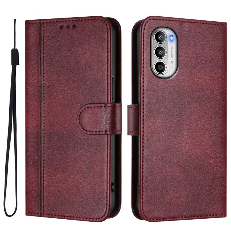 For Motorola Moto G52 4G / G82 5G / G71s Line Splicing Buckle Retro Leather Phone Case