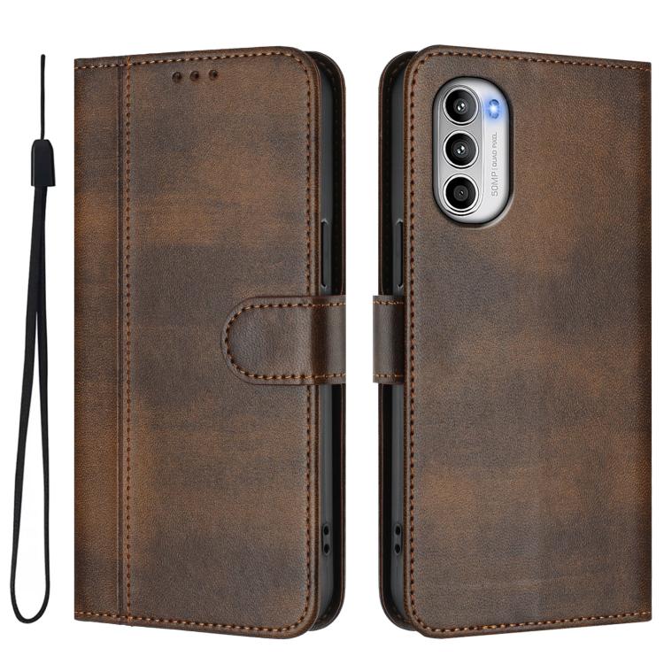 For Motorola Moto G52 4G / G82 5G / G71s Line Splicing Buckle Retro Leather Phone Case