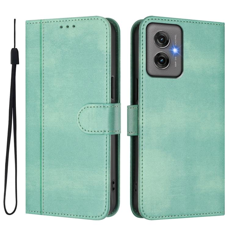 For Motorola Moto G55 5G Line Splicing Buckle Retro Leather Phone Case