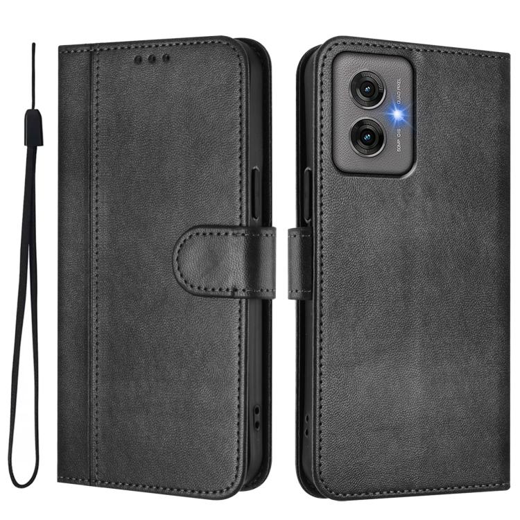 For Motorola Moto G55 5G Line Splicing Buckle Retro Leather Phone Case