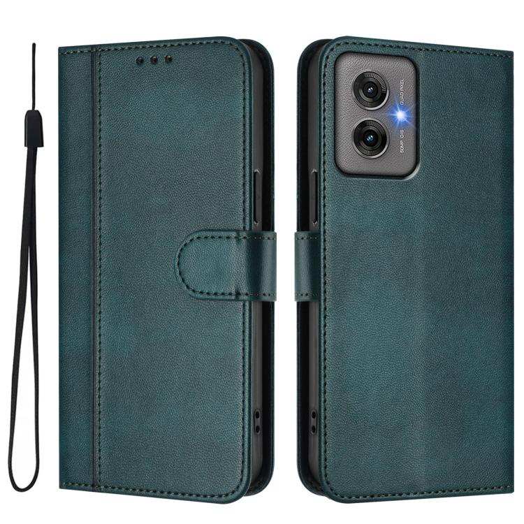 For Motorola Moto G55 5G Line Splicing Buckle Retro Leather Phone Case